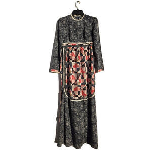 Joseph Magnin Vintage 1960s Blue Paisley Patchwork Maxi Dress Womens Small